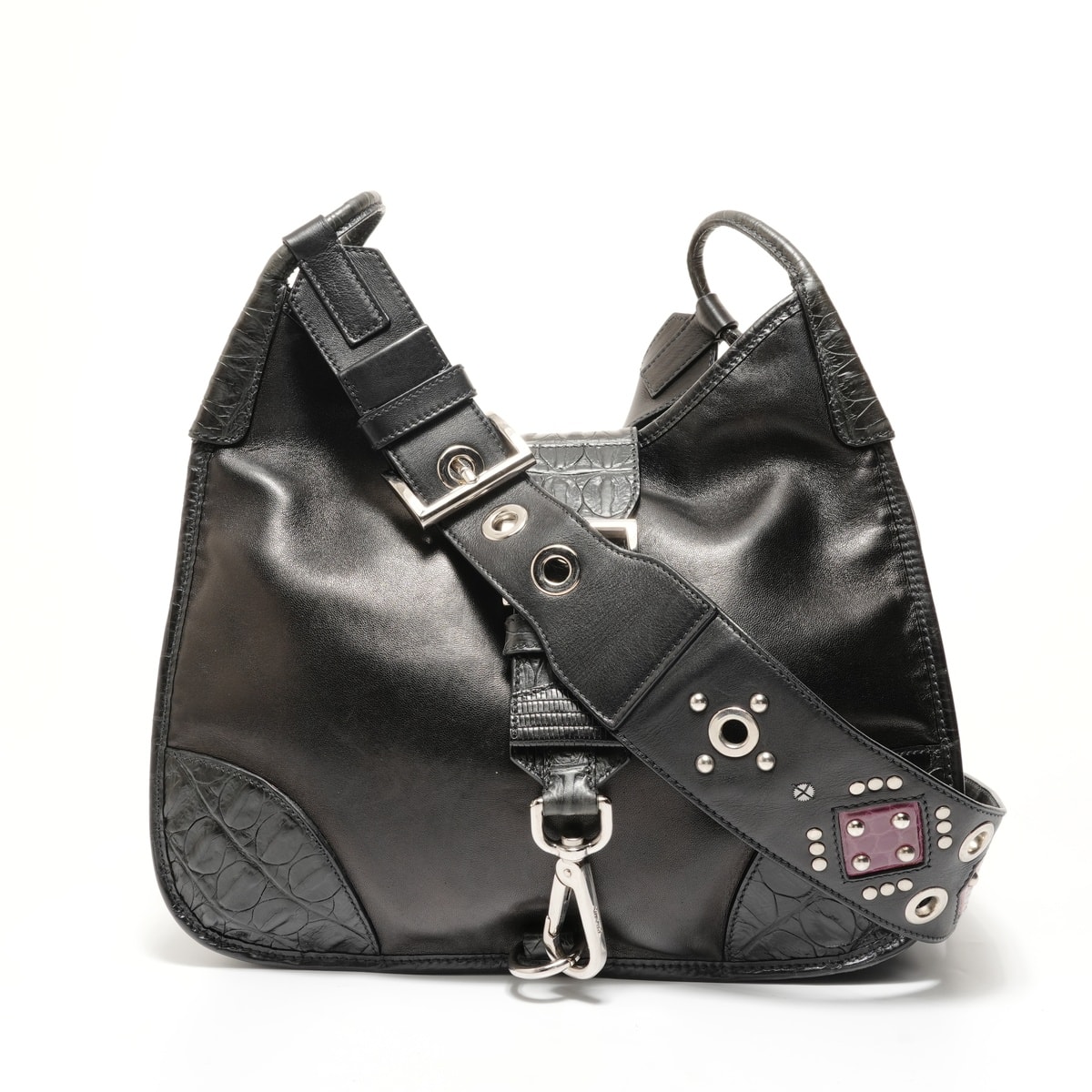 プラダ PRADA スタッズ レザー ショルダーバッグ【中古】