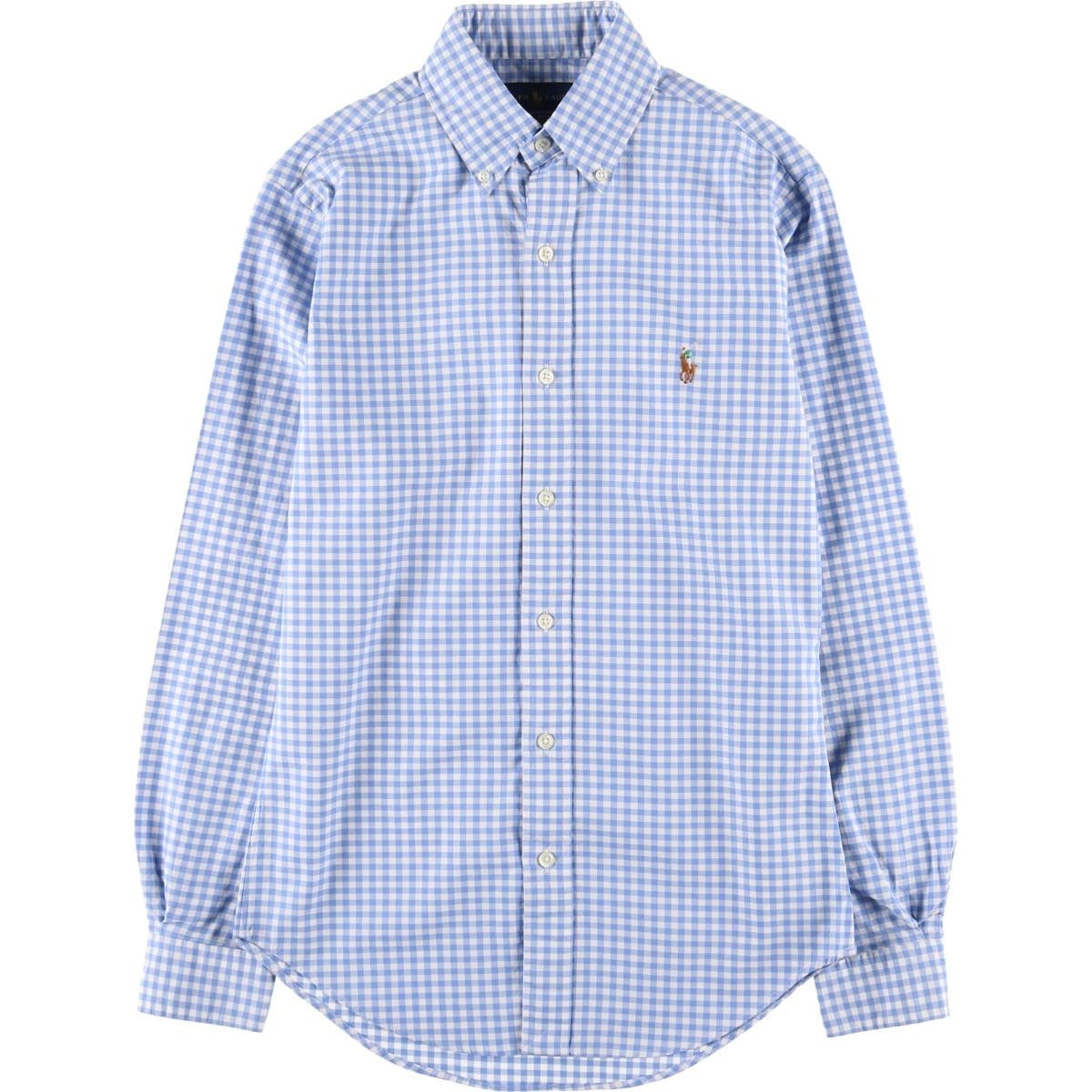 古着 ラルフローレン Ralph Lauren SLIM FIT STRETCH OXFORD ギンガムチェック 長袖 ボタンダウンチェックシャツ メンズXS相当/eaa533453