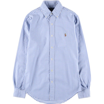 古着 ラルフローレン Ralph Lauren SLIM FIT STRETCH OXFORD ギンガムチェック 長袖 ボタンダウンチェックシャツ メンズXS相当/eaa533453