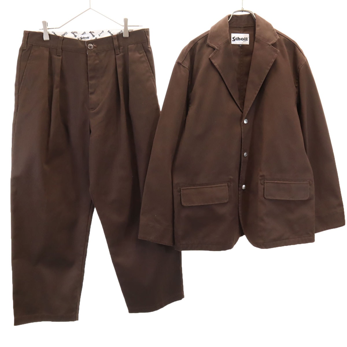 schott ショット ワークジャケット 上下セットアップ L ブラウン