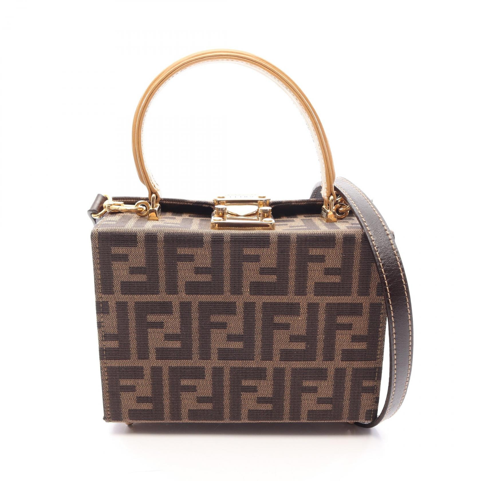 フェンディ FENDI ズッカ 2WAY ハンドバッグ バッグ キャンバス レザー レディース ブラウン系 【中古】