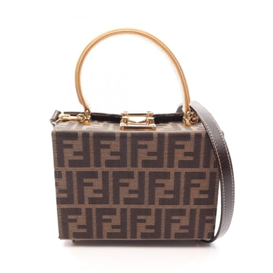 フェンディ FENDI ズッカ 2WAY ハンドバッグ バッグ キャンバス レザー レディース ブラウン系 【中古】