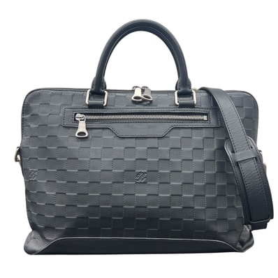 LOUIS VUITTON 美品 ルイヴィトン アヴェニュー ダミエ アンフィニ オニキス 2way ビジネスバッグ N41019 レザー MB1117 ブラック シルバー ハンドバッグ ブリーフケース ヴィトン LV ABランク 中古 鑑定済 ヴィトンバッグ