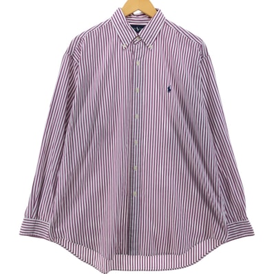 古着 ラルフローレン Ralph Lauren BLAKE 長袖 ボタンダウンストライプシャツ メンズL相当/eaa537585