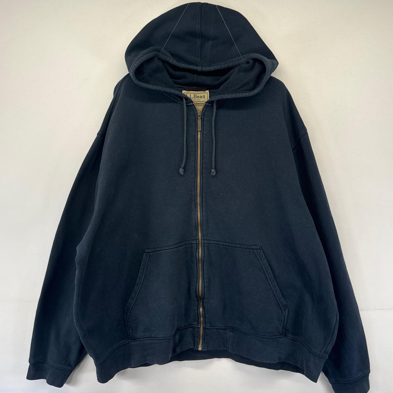古着 エルエルビーン L.L.Bean パーカー フルジップ スウェット 厚手 大きいサイズ 2XL  ブラック系 メンズ