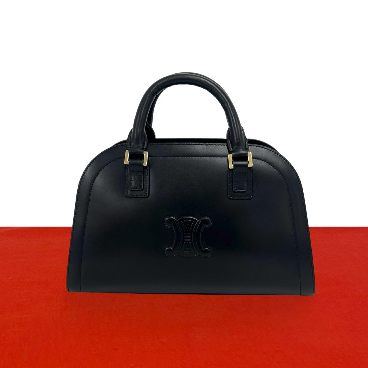 CELINE セリーヌ トリオンフ ロゴ レザー ハンドバッグ ブラック
 96949