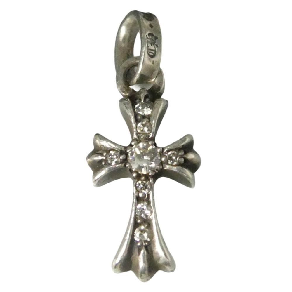 CHROME HEARTS クロムハーツ(原本無) 宝石鑑別書付属 CRS BBYFAT P DMND A ベイビーファット クロス チャーム アフターパヴェダイヤモンド ペンダントトップ シルバー系【中古】
