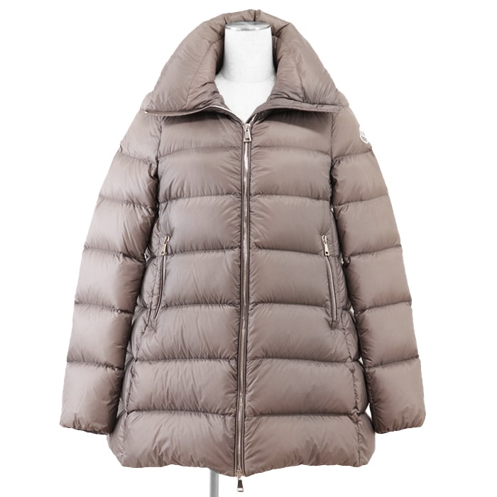 MONCLER モンクレール ライトダウンジャケット サイズ 0 レディース TORCY トルシー シグネチャー ロゴ ワッペン ナイロン100% スタンドカラー 軽量 アウター グレージュ 灰色 ルーマニア製