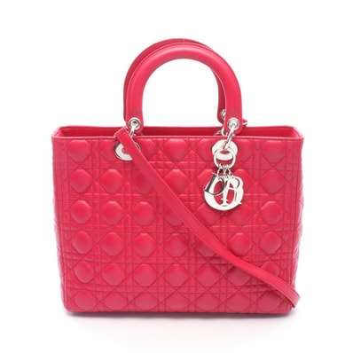 ディオール Dior レディディオール ラージ 2WAY ハンドバッグ バッグ レザー レディース ピンク系 【中古】