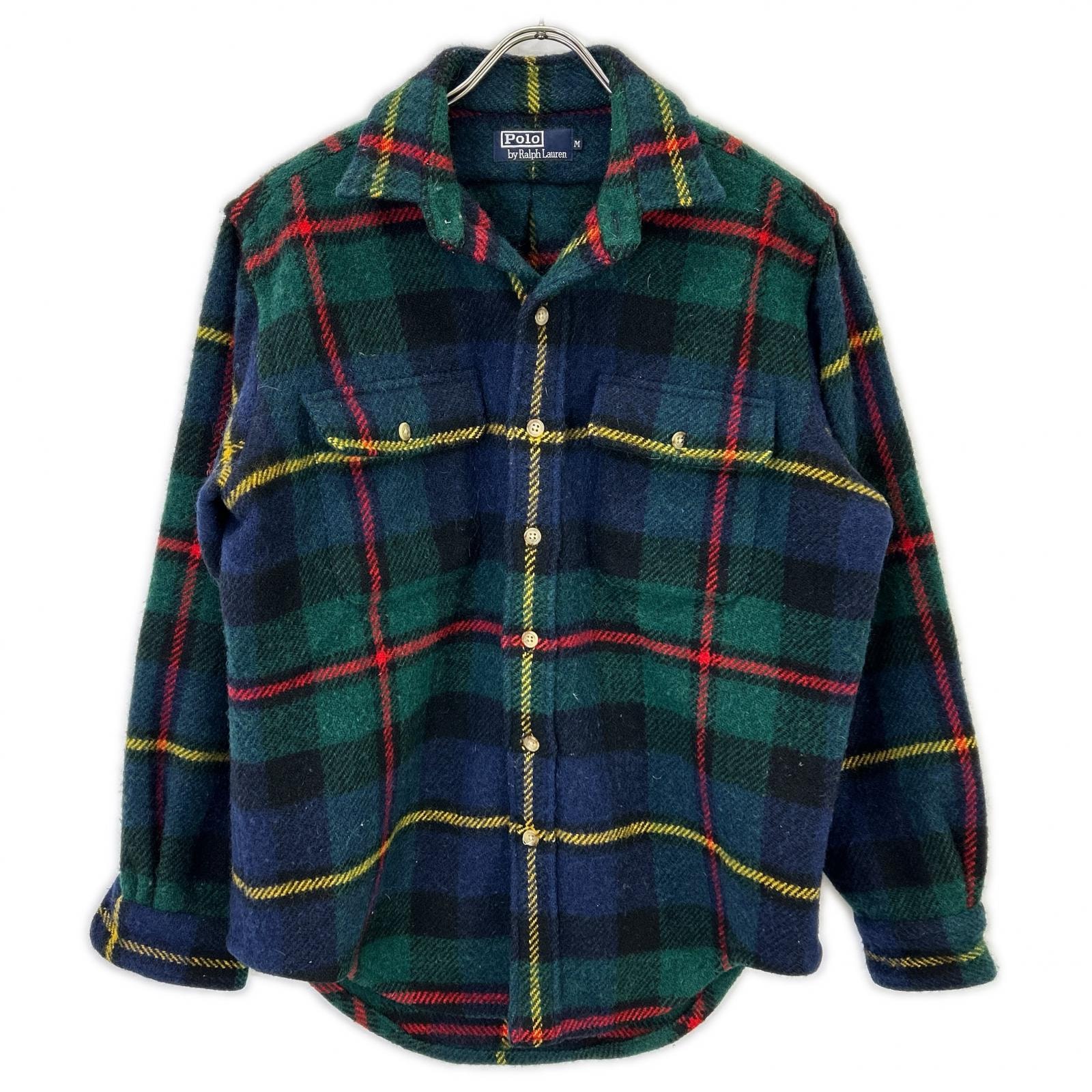 ポロ ラルフローレン グリーン系 ブロックチェック シャツジャケット M