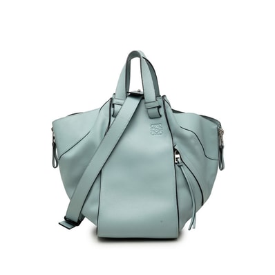 ロエベ アナグラム ハンモック ミディアム ハンドバッグ ショルダーバッグ 2WAY ブルー レザー レディース LOEWE 【中古】