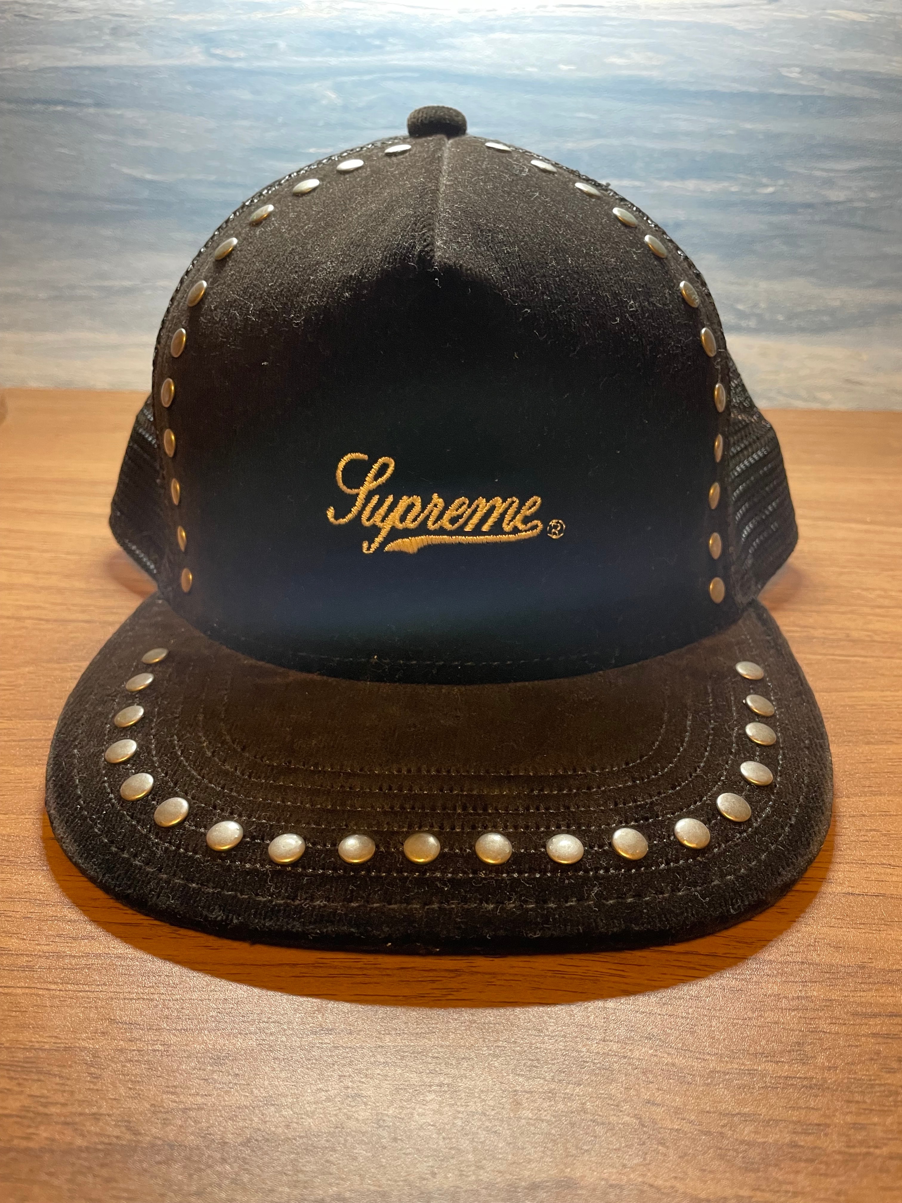 Supreme Studded Velvet Mesh Back 5-Panel "Black"