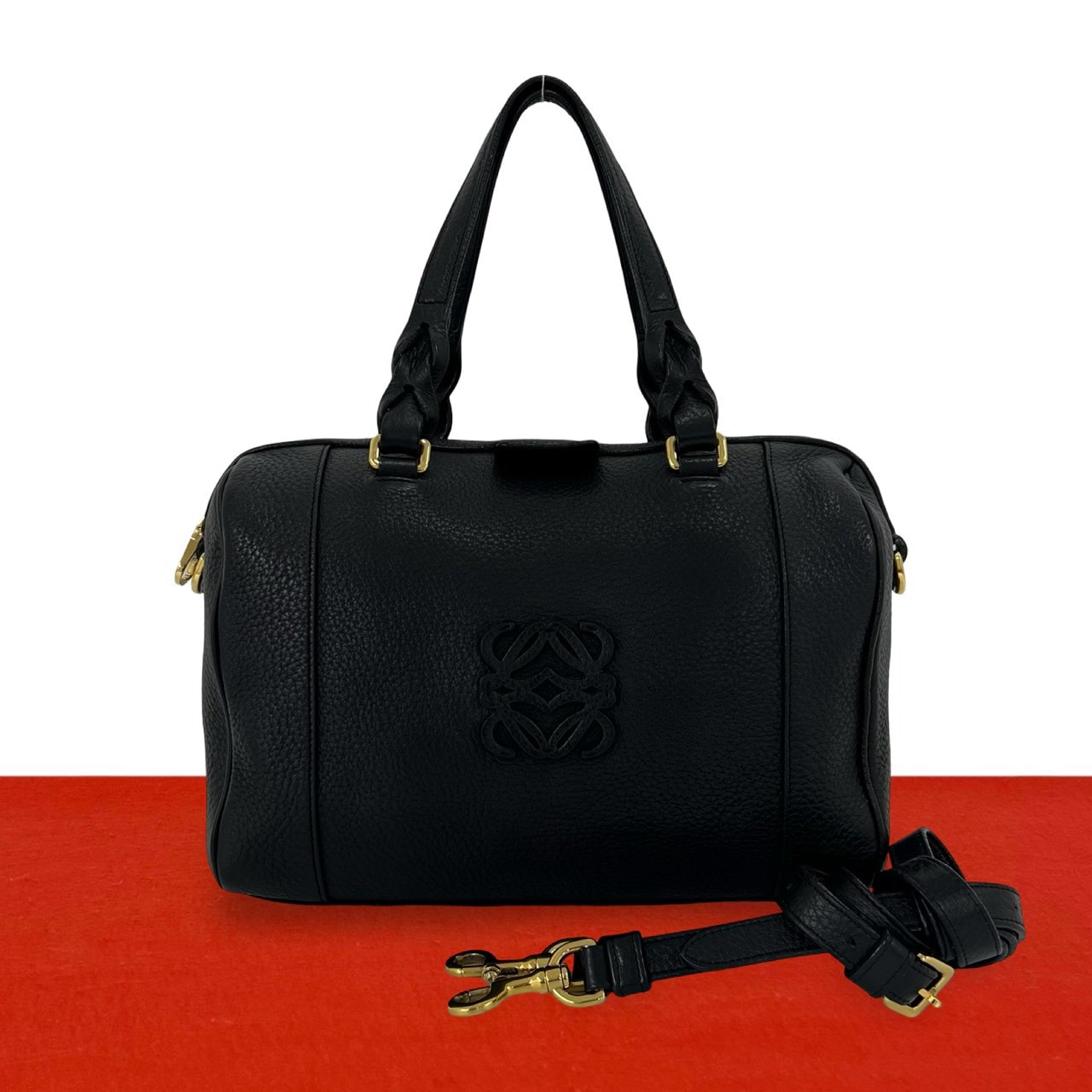 LOEWE ロエベ アナグラム ロゴ レザー ショルダーバッグ ブラック
 30019