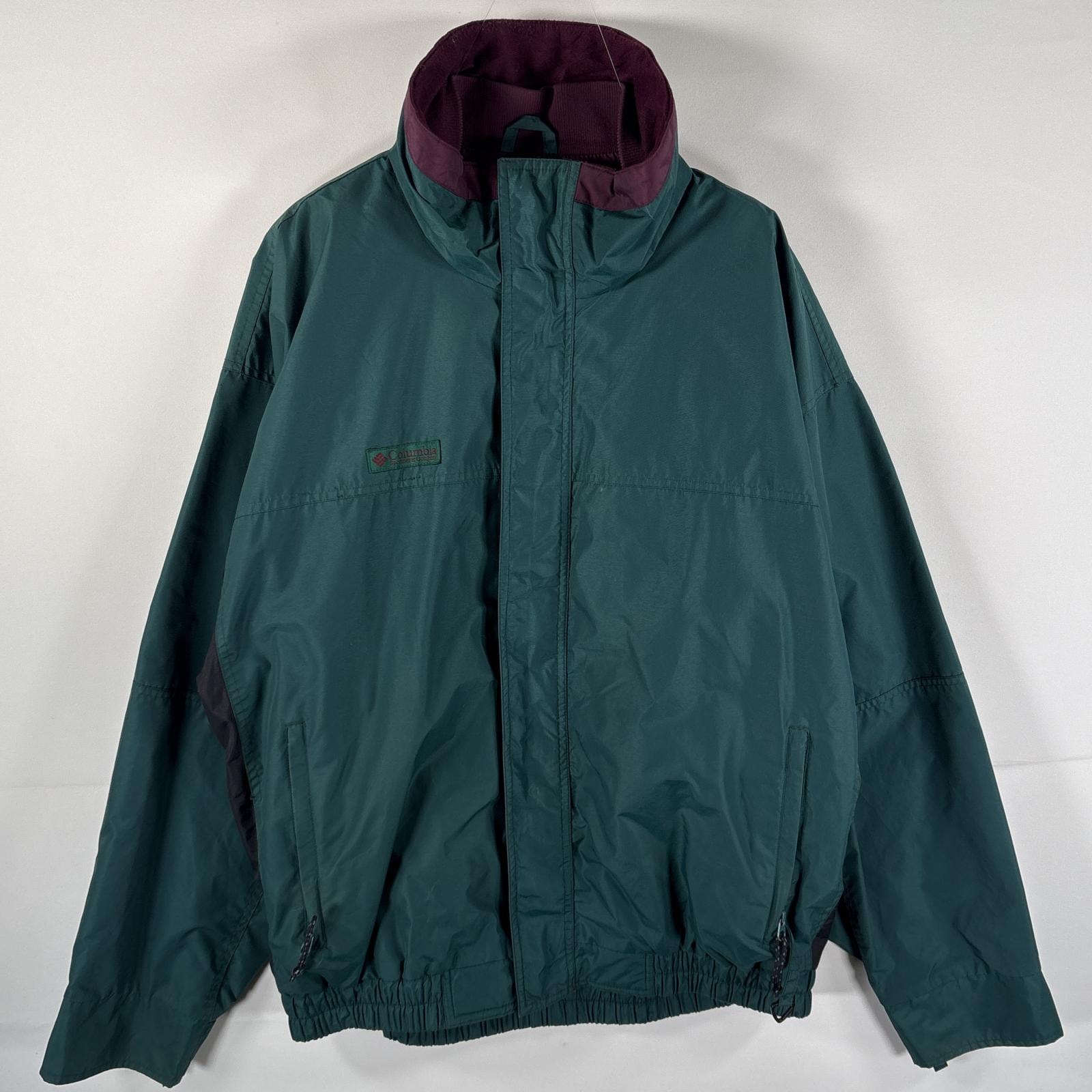 古着 90's/90年代 コロンビア Columbia ナイロンジャケット マウンテンジャケット ワンポイントロゴ刺繍 L グリーン系 マルチカラー メンズ