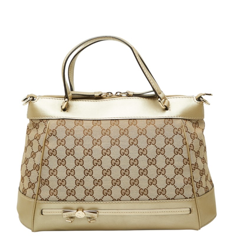 グッチ GGキャンバス メイフェア ハンドバッグ 269894 ベージュ ゴールド キャンバス レザー レディース GUCCI 中古