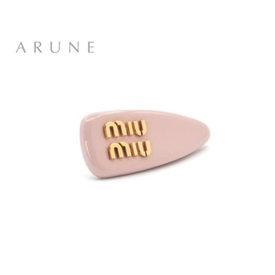 ミュウミュウ MIUMIU ヘアアクセサリー ピンク ゴールド ロゴ ヘアクリップ バレッタ