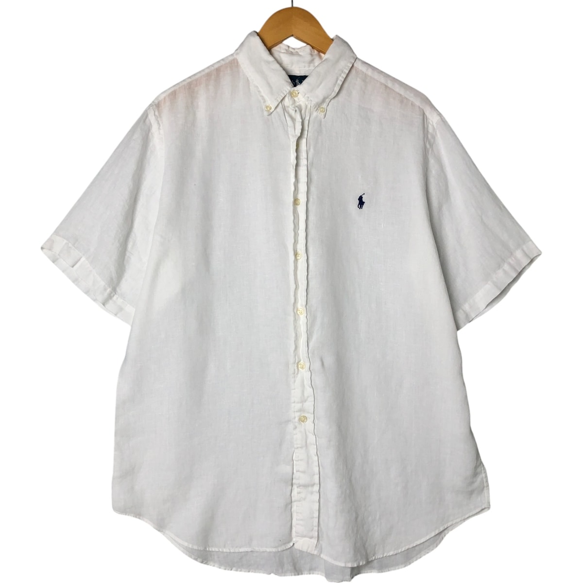 古着 ラルフローレン Ralph Lauren CLASSIC FIT 半袖 リネン ボタンダウンシャツ メンズL相当/eaa557786