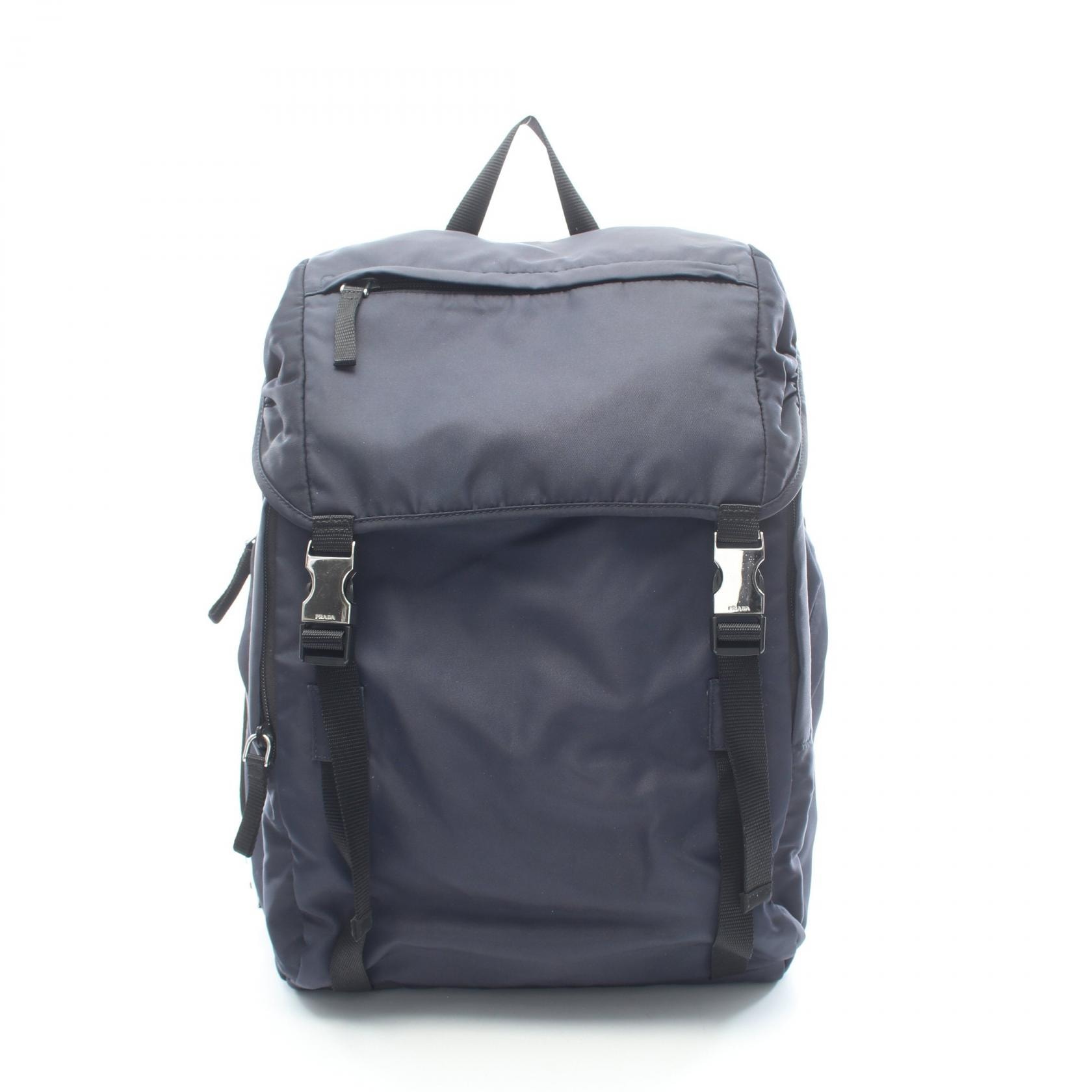 プラダ PRADA リュックサック バックパック バッグ ナイロン メンズ ネイビー系 / ブラック系 【中古】