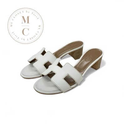 エルメス HERMES オアジス サンダル 靴 シューズ レザー ホワイト 白