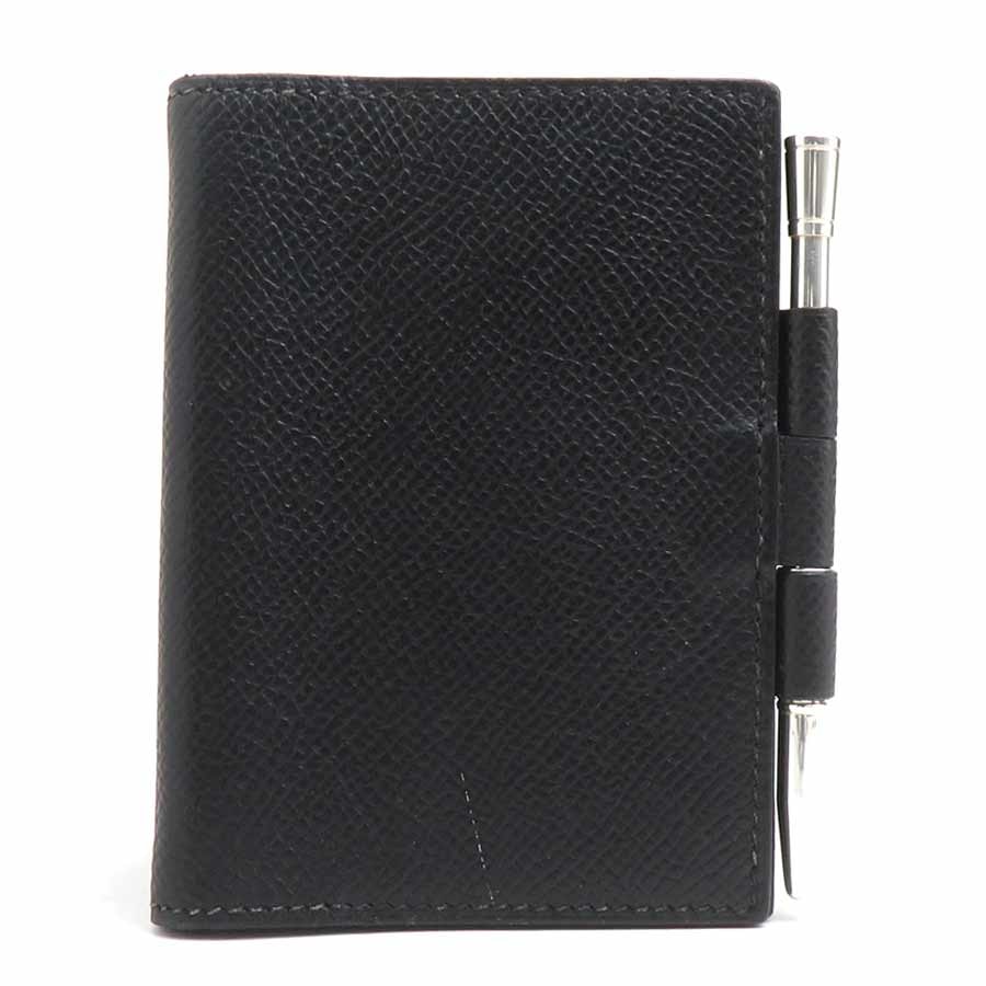 エルメス HERMES 手帳カバー ボールペン セット レザー/シルバー925 ブラック/シルバー ユニセックス【中古】 e61942a