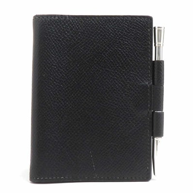 エルメス HERMES 手帳カバー ボールペン セット レザー/シルバー925 ブラック/シルバー ユニセックス【中古】 e61942a