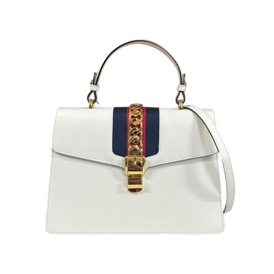 グッチ シルヴィ ショルダーバッグ レザー 431665 ホワイト レディース GUCCI 中古