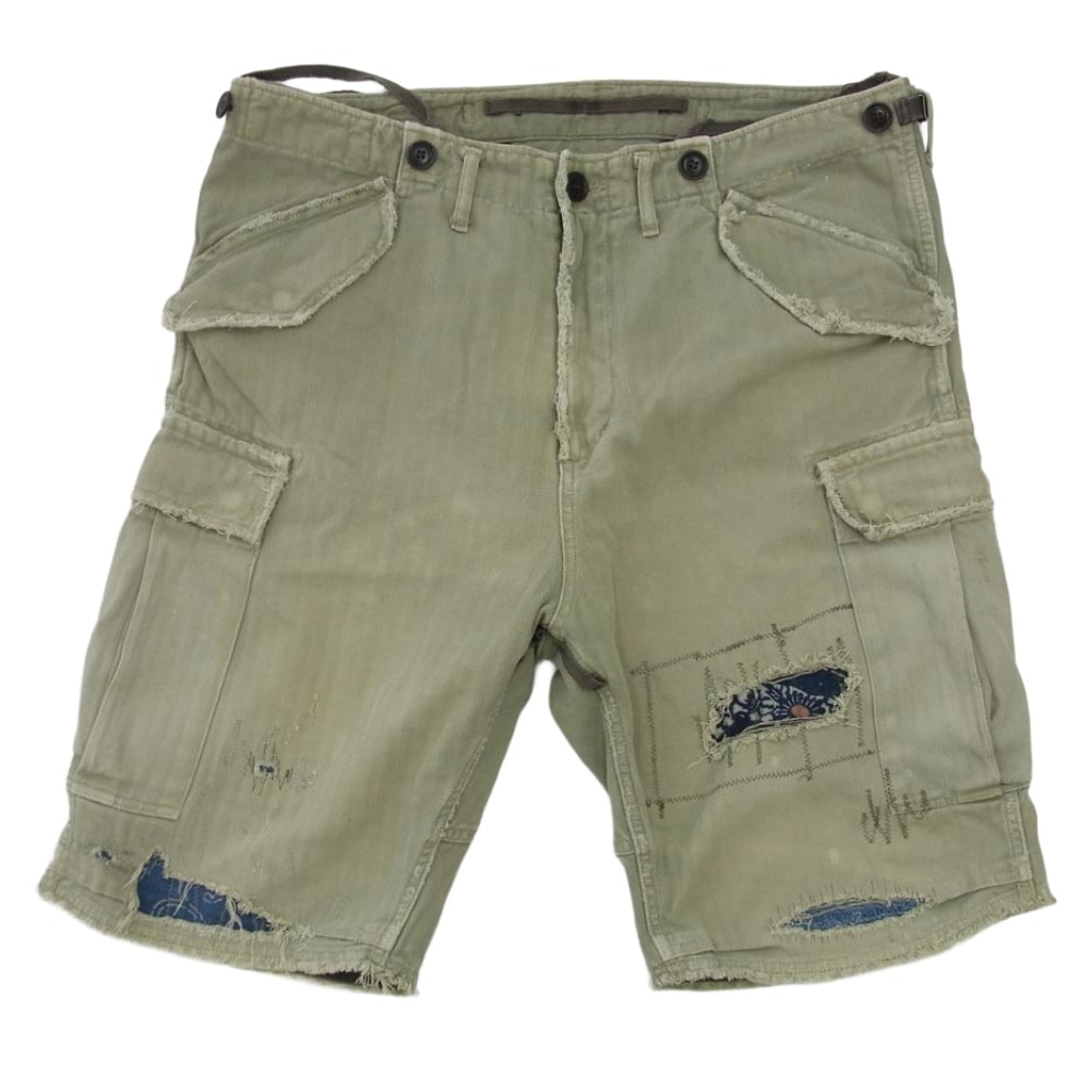 VISVIM ビズビム ショートパンツ 0220905008003 ICT JUMBO EIGER SANCTION SHORTS CRASH リペアクラッシュ加工 カーゴ ショーツ ハーフパンツ カーキ系 2【中古】