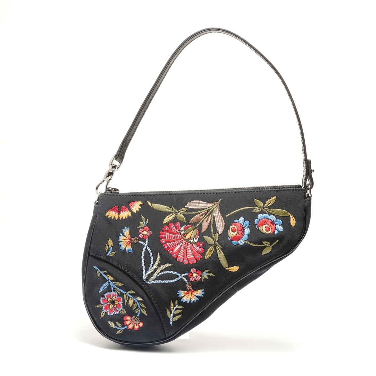 ディオール Dior サテン 刺繍 ミニ サドル ショルダーバッグ【中古】