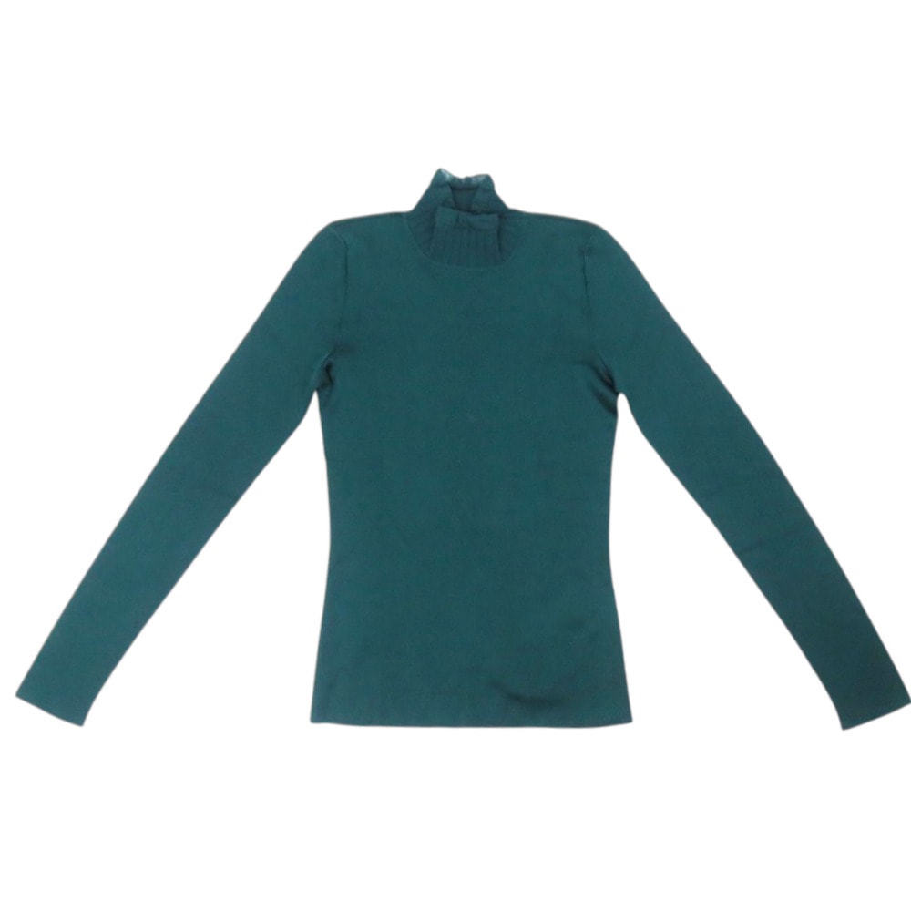 エルメス    ニットセーター 無地 長袖 シルク  グリーン