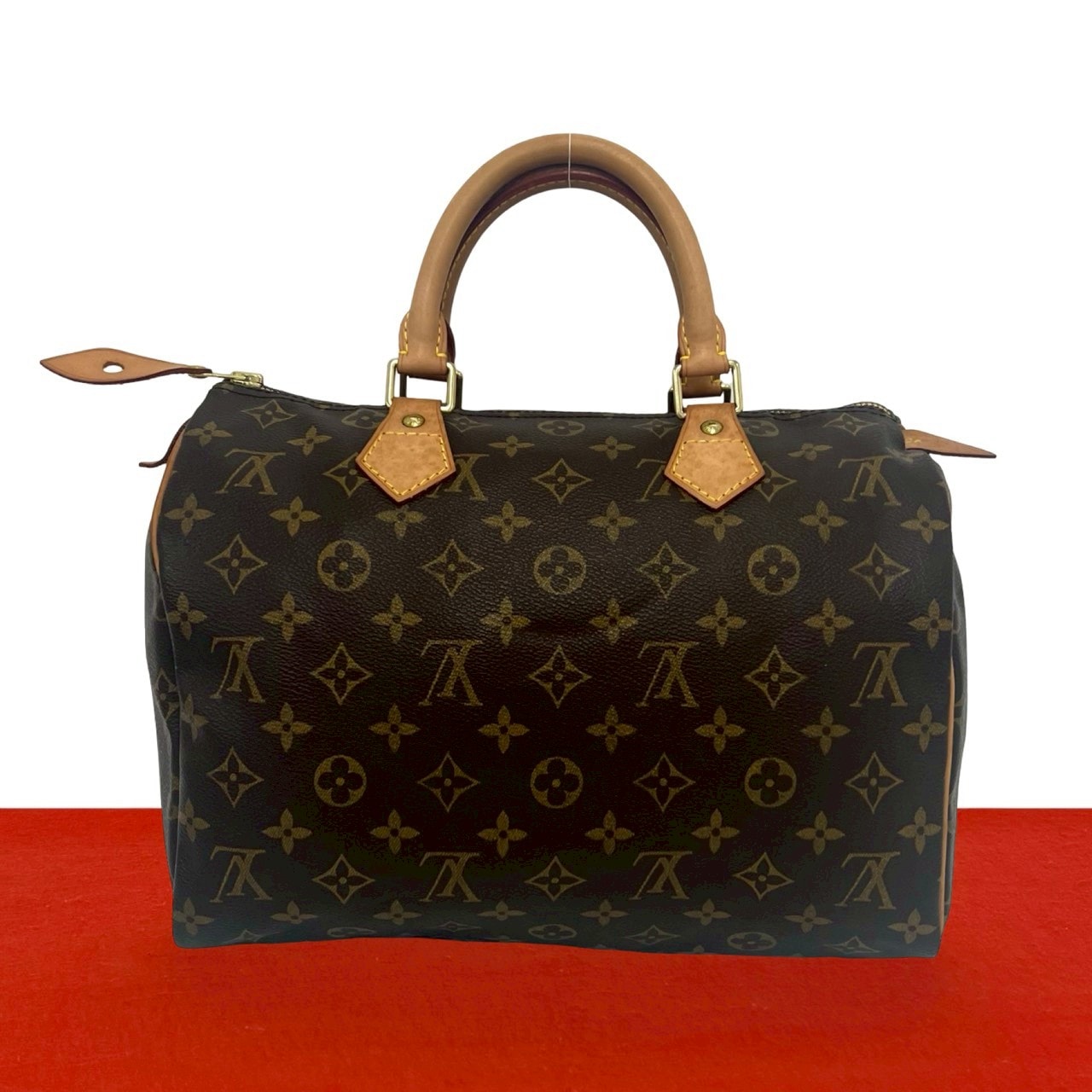LOUIS VUITTON ルイヴィトン スピーディ 30 モノグラム レザー PVC ハンドバッグ ブラウン
 24714