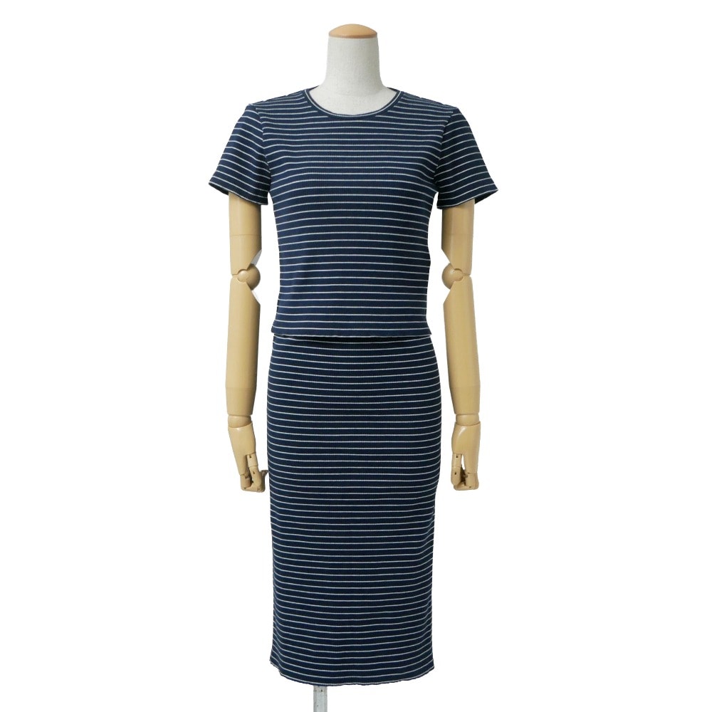 POLO RALPH LAUREN ポロ・ラルフローレン スカートセットアップ サイズM/S ボーダー 半袖 コットンリブニット ブランド古着【中古】20260827/RB0650