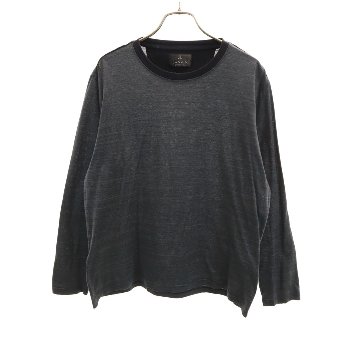 LANVIN LA COLLECTION ランバンコレクション 日本製 ボーダー柄 長袖 Tシャツ L チャコール ロンT