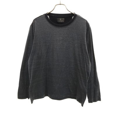 LANVIN LA COLLECTION ランバンコレクション 日本製 ボーダー柄 長袖 Tシャツ L チャコール ロンT