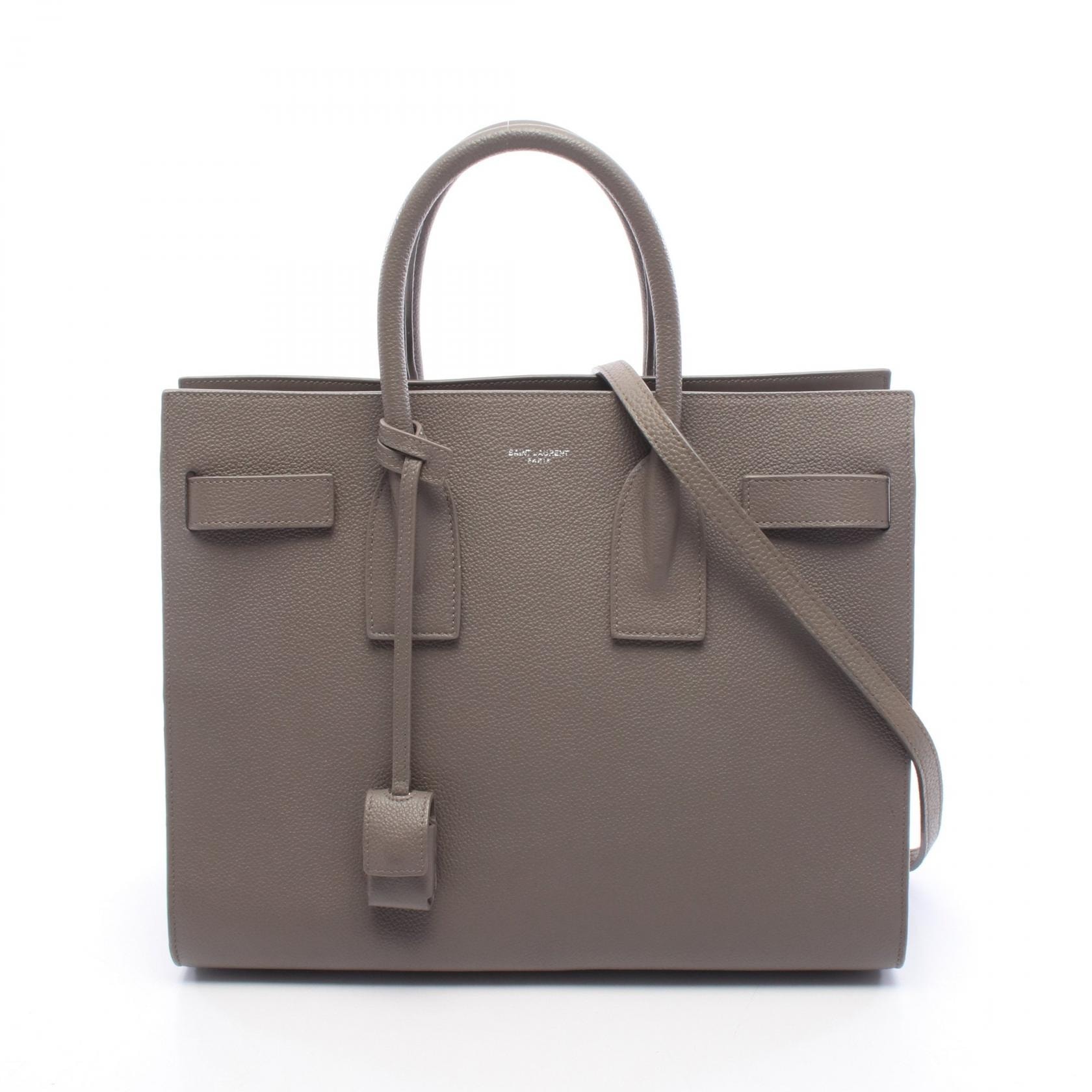 サンローランパリ SAINT LAURENT PARIS サックドジュール スモール 2WAY ハンドバッグ バッグ レザー レディース グレー系 【中古】