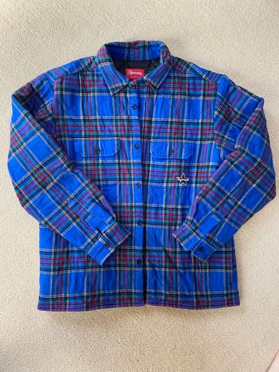 Supreme Quilted Plaid Flannel Shirt "Dusty Royal"