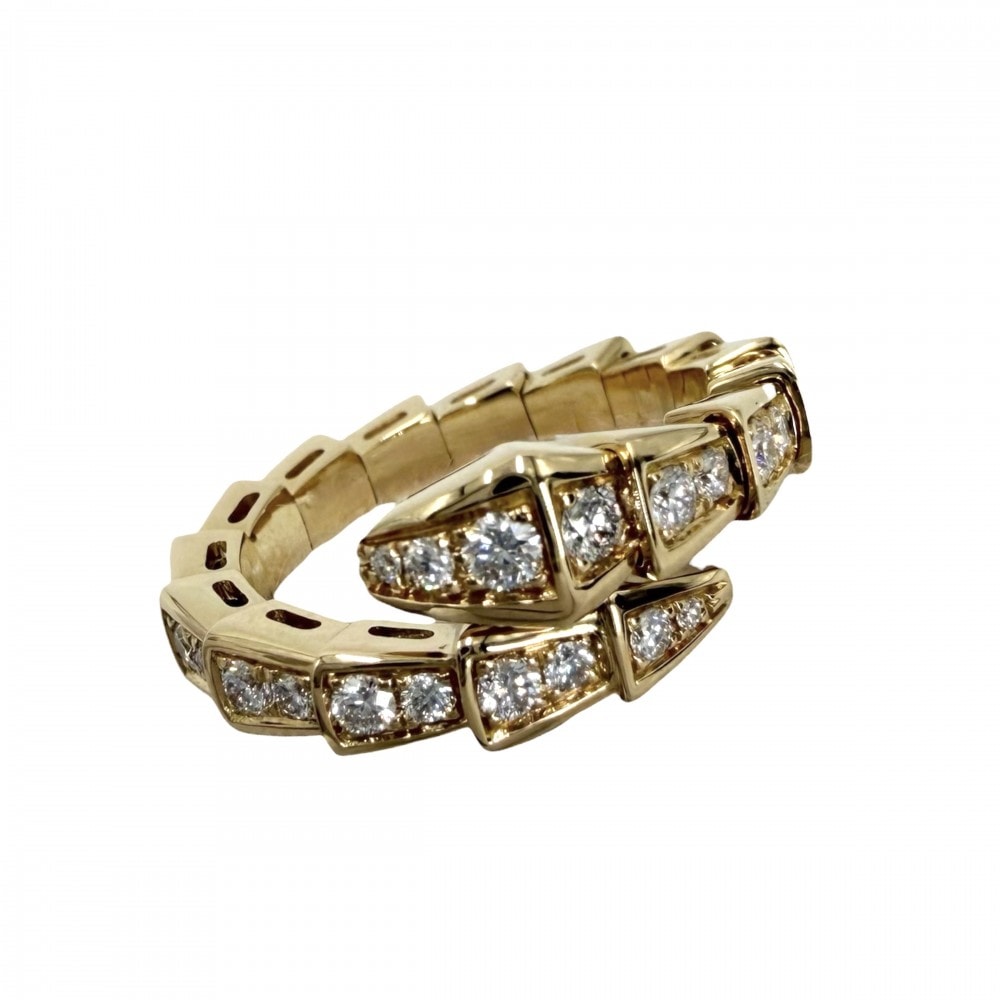 BVLGARI ブルガリ 指輪 リング セルペンティ ヴァイパー ジュエリー アクセサリー Au750 18金YG Sサイズ K18イエローゴールド    ダイヤモンド 約10号 ゴールド レディース 約5.7g【中古品】