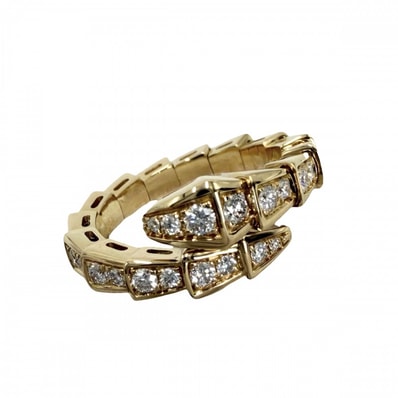 BVLGARI ブルガリ 指輪 リング セルペンティ ヴァイパー ジュエリー アクセサリー Au750 18金YG Sサイズ K18イエローゴールド ダイヤモンド 約10号 ゴールド レディース 約5.7g【中古品】