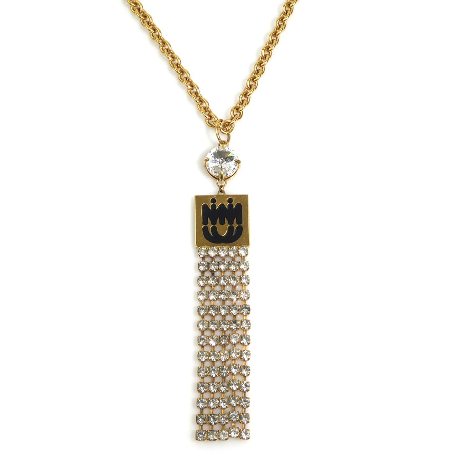 ミュウミュウ MIUMIU ネックレス メタル/ラインストーン ゴールド/シルバー レディース【中古】 e62359i