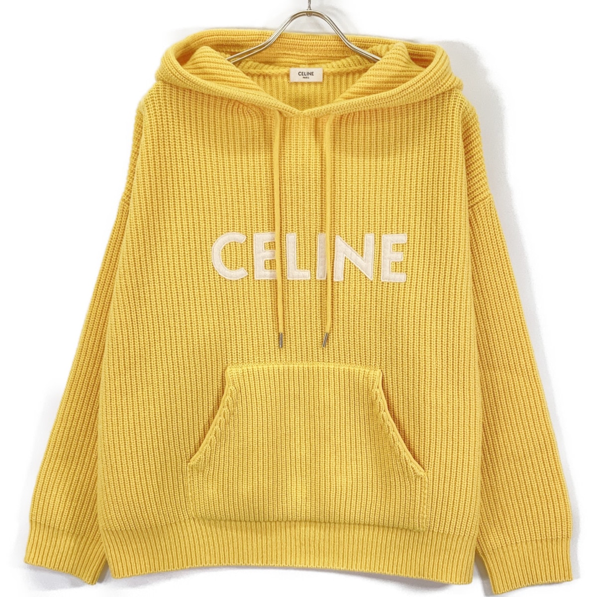 セリーヌ イエロー エディ期 ウール ロゴニットパーカー ユニセックス XS