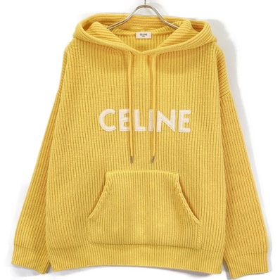 セリーヌ イエロー エディ期 ウール ロゴニットパーカー ユニセックス XS