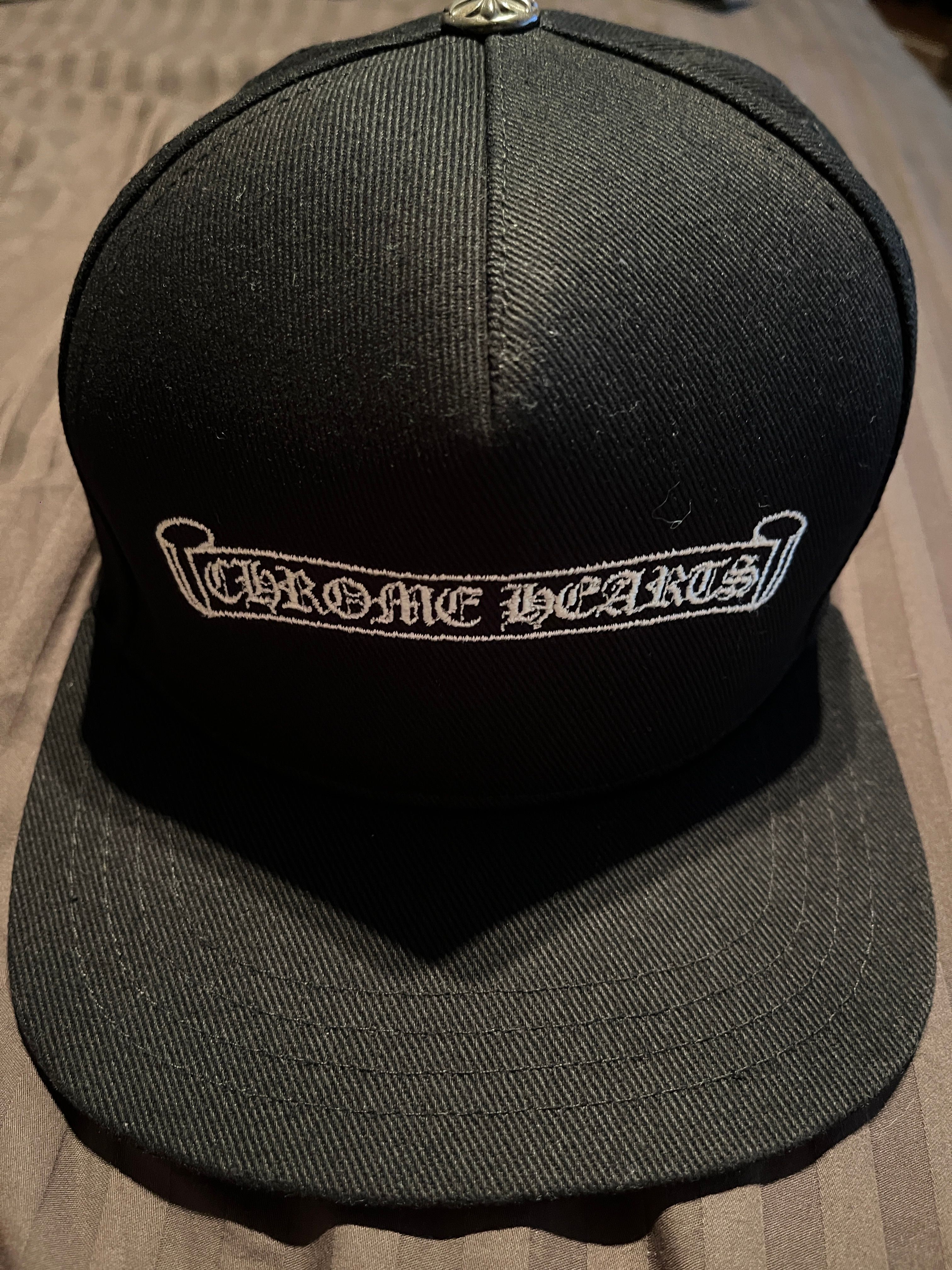 Chrome Hearts Trucker Cap Scroll Label Logo Stitch Denim "Black"