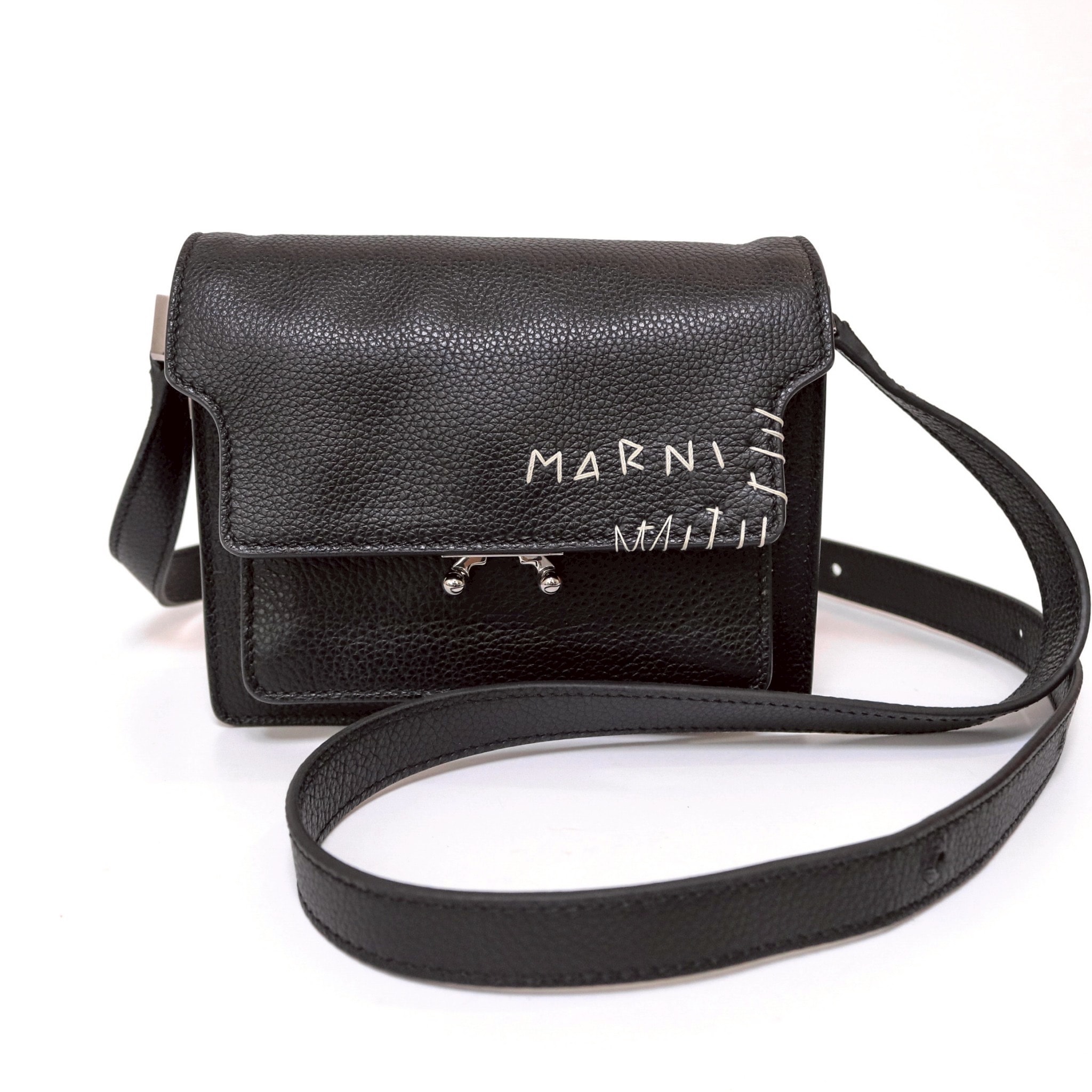 【極品】MARNI マルニ トランク ソフト ミニ ショルダーバッグ レザー 黒