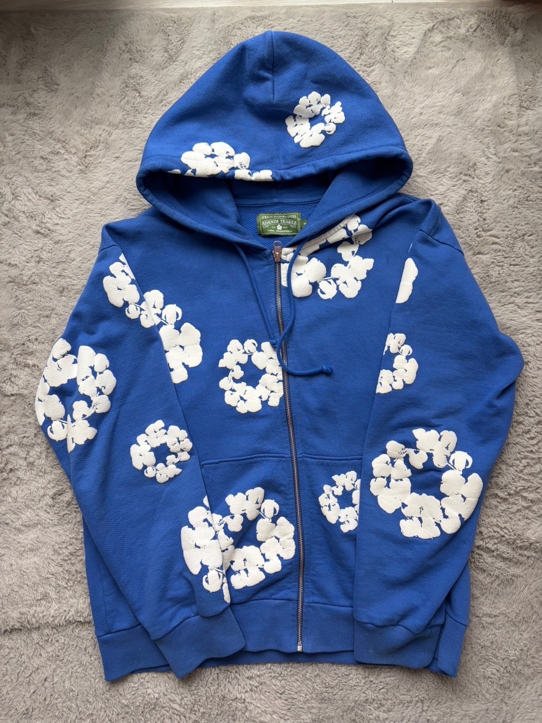 DENIM TEARS Cotton Wreath Zip Hoodie "Blue"