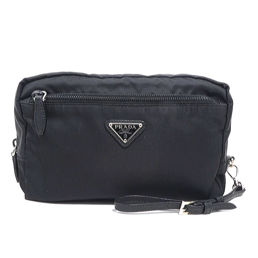 プラダ PRADA ポーチ ナイロン ブラック ユニセックス 1NE394【中古】 h31821b