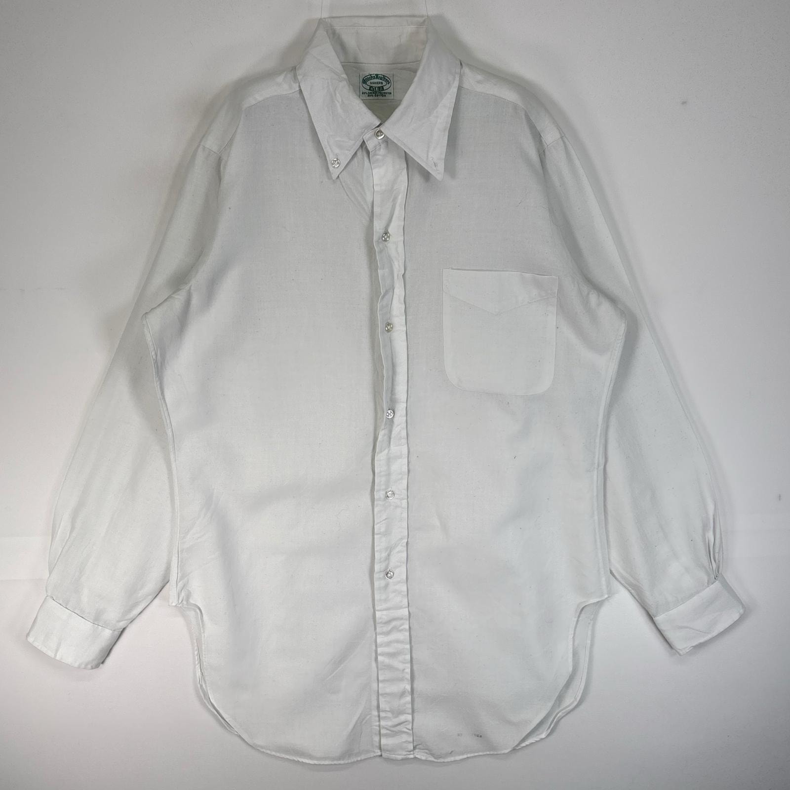 古着 50's~60's/50年代~60年代 ヴィンテージ ブルックスブラザーズ Brooks Brothers 長袖シャツ Makers 6ボタン 胸ポケ ホワイト 無地 メンズ