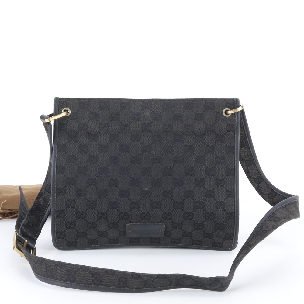 グッチ GGキャンバス 91762 ショルダーバッグ レザー×キャンバス