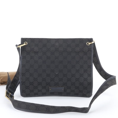 グッチ GGキャンバス 91762 ショルダーバッグ レザー×キャンバス