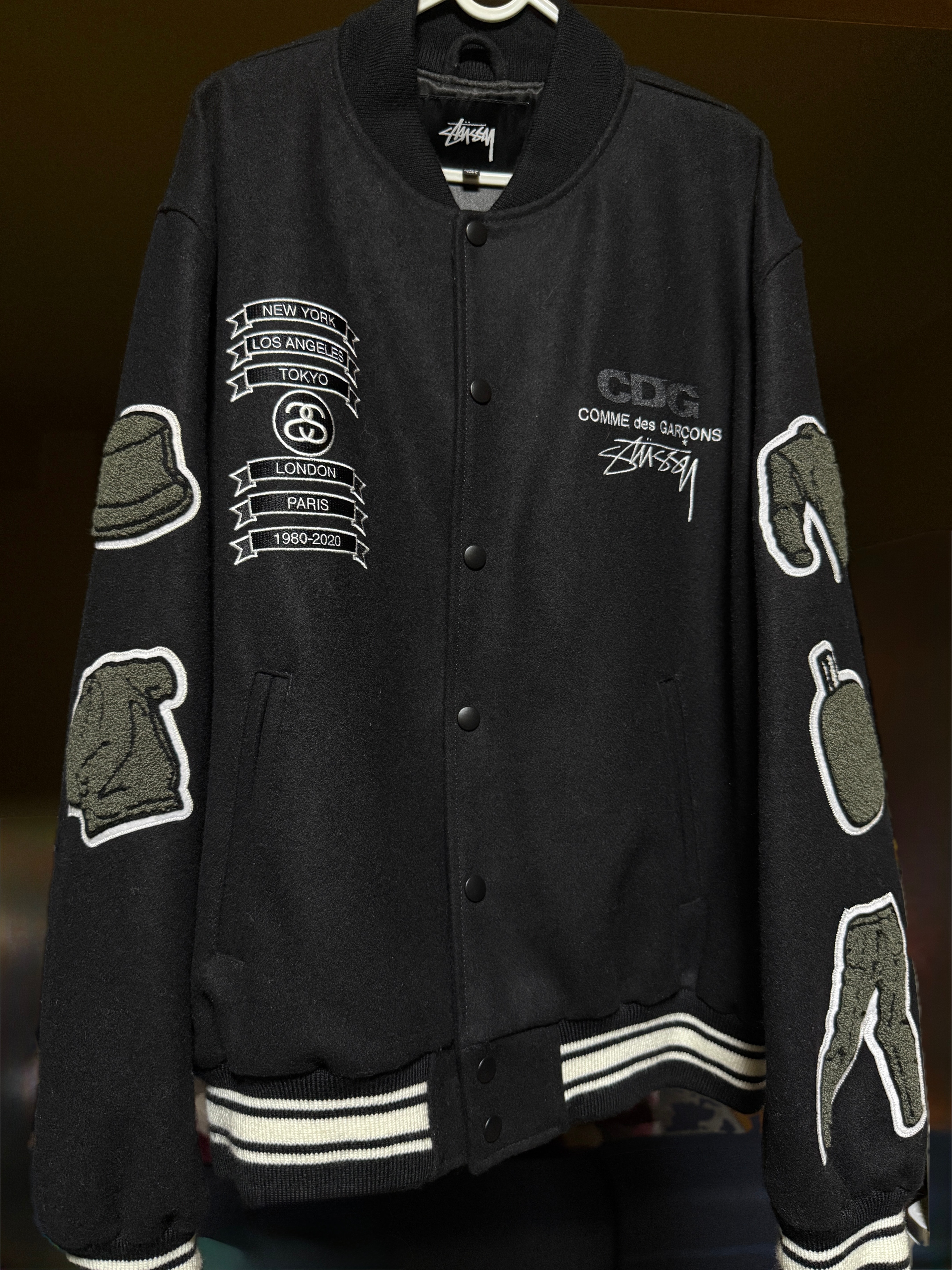 Stussy x CDG Varsity Jacket "Black"