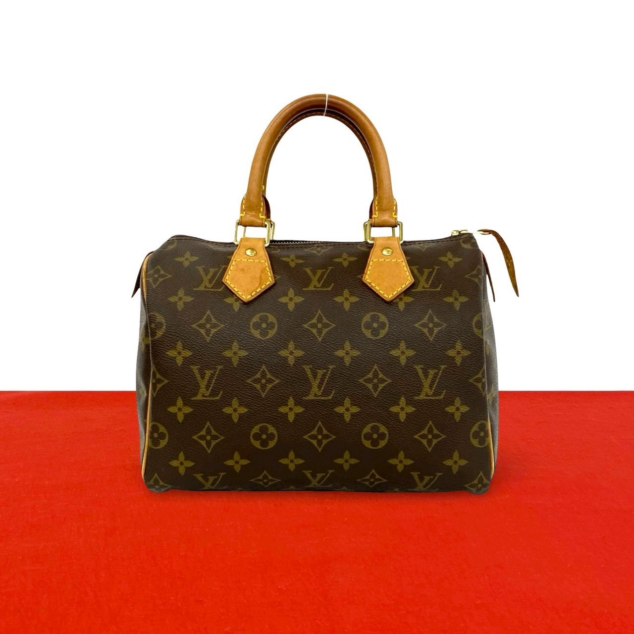 LOUIS VUITTON ルイヴィトン スピーディ 25 モノグラム レザー PVC ハンドバッグ ブラウン
 545-9