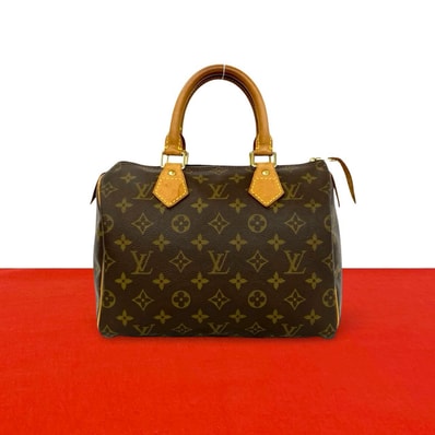 LOUIS VUITTON ルイヴィトン スピーディ 25 モノグラム レザー PVC ハンドバッグ ブラウン
545-9